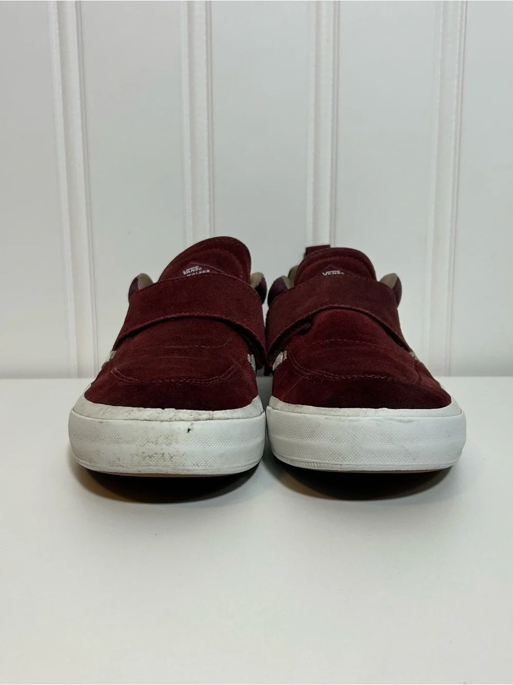 Vans Kyle walker pro Men's velcro Suede Sneakers in Burgundy with White Accent